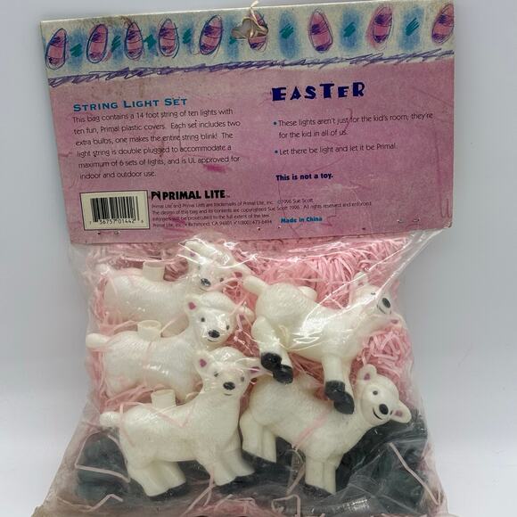 New old stock vintage Primal Lite Easter spring lambs string lights - Picture 3 of 5